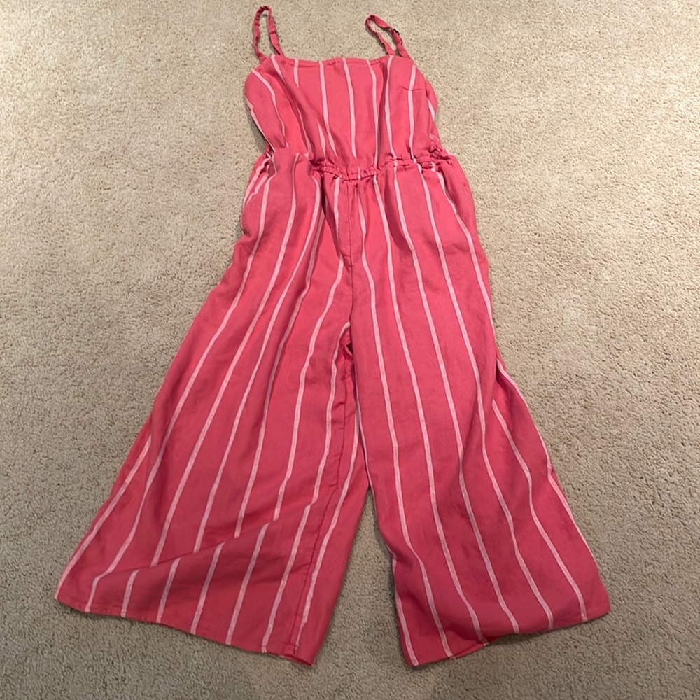 GAP coral with white stripe romper wide capri leg